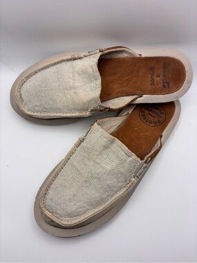 Sanuk Light Blue Hemp Slip-On Surfrider Slides Women's Size 6